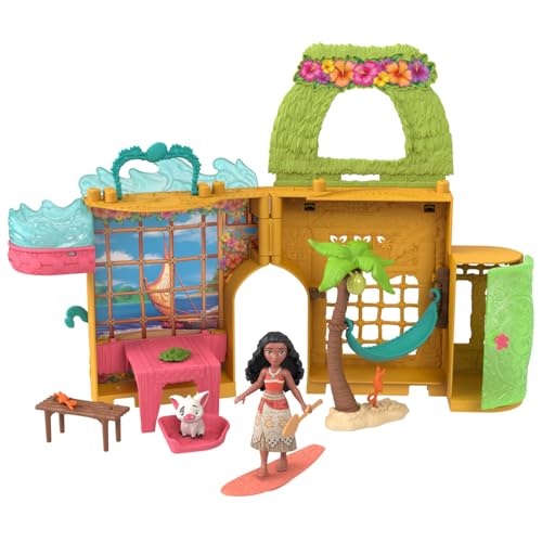Mattel Disney Princess Toys, Moana Storytime Stackers Doll House with Moana Small Doll, 1 Animal Friend & 9 Accessories, Inspired by Disney Movie