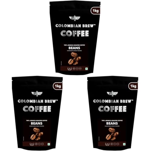 Image of Colombian Brew Coffee 100% Arabica Roasted Coffee Beans, 1 kg (Pack of 3)