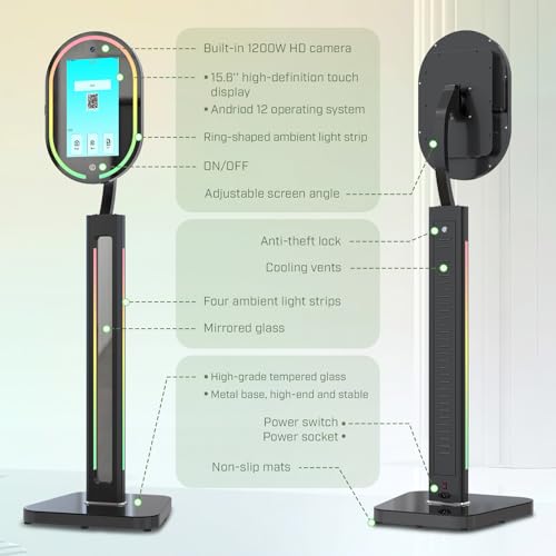 MWE Magic Mirror Photo Booth Touch Screen with 1200W Pixel 4K HD Camera,RGB Surround Light Music Sync,Mirror Video Booth with Software APP Remote Control (16in) - Image 6