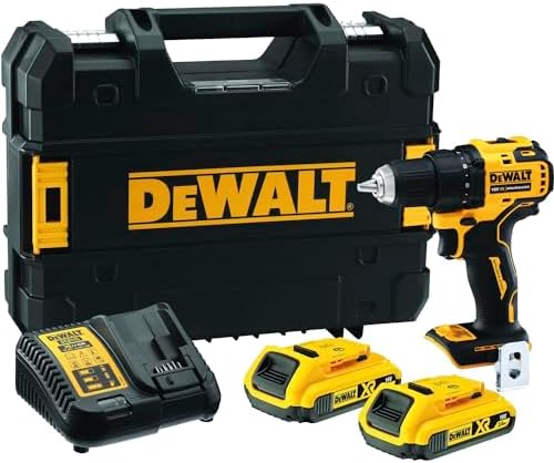 DEWALT - Perceuse-Visseuse compact XR 18V Brushless, perceuse sans fil avec 2 batteries 2A...