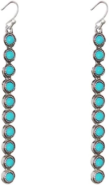 Bohemian Turquoise Dangle Earrings for Women, Western Vintage Earrings Long Turquoise Drop Earrings Fashion Jewelry Gifts