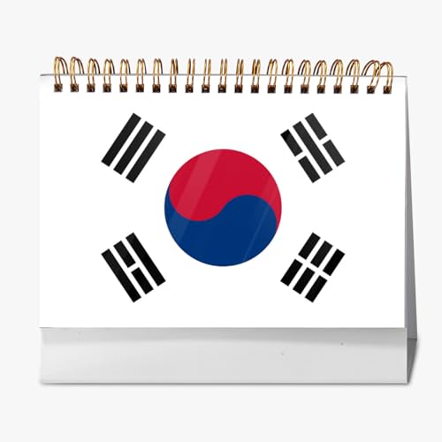 2026年 卓上カレンダー 韓国 国旗 月間カレンダー ページめくり 新日本カレンダー 実用性 文房具 360°書き込み 小型 デスクトップ おしゃれ 計画整理 プレゼント 2025年9月?2026年12月