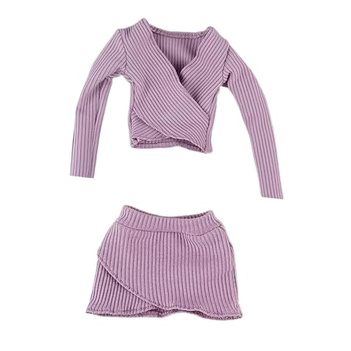 FewNvWa 2 Piezas Ropa para Figura de Acción para Muñeca con Top Ajustado Y Falda Corta Traje Casual de Estilo Moderno Adecuado para Personalizar, PÚrpura