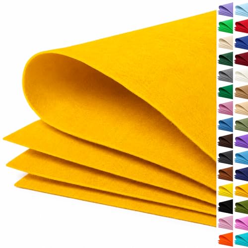 Image of Mustard Gold Large Felt Fabric 36 inch x 36 inch (1 Square Yard), 1mm Stiff Felt Sheet, Nonwoven Fabric for Crafts, DIY Projects, Art, Sewing, Lining & Decorations