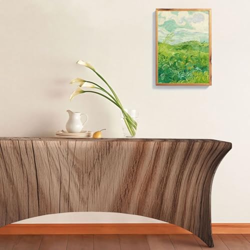 Nappe rectangulaire en élasthanne extensible 1,8m effet grain de bois - 8