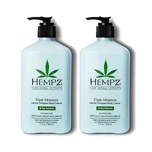 Hempz Natural Triple Moisture Herbal Whipped Body Cream with 100% Pure Hemp Seed Oil for 24-Hour Hydration, Moisturizing Vegan Skin Lotion with Yangu Oil, Peach and Grapefruit, 17 Fl Oz (Pack of 2)