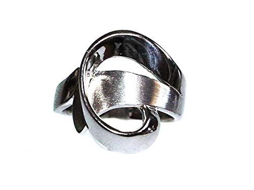 Bague en argent rhodié brillant et satiné pour femme au design original
