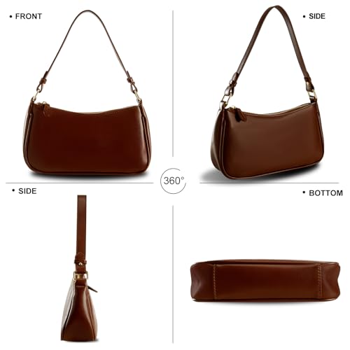 Image of Shoulder Bags for Women Leather Hobo Sling Tote Handbag Retro Clutch Purse with 2 Removable Straps and Zipper Closure