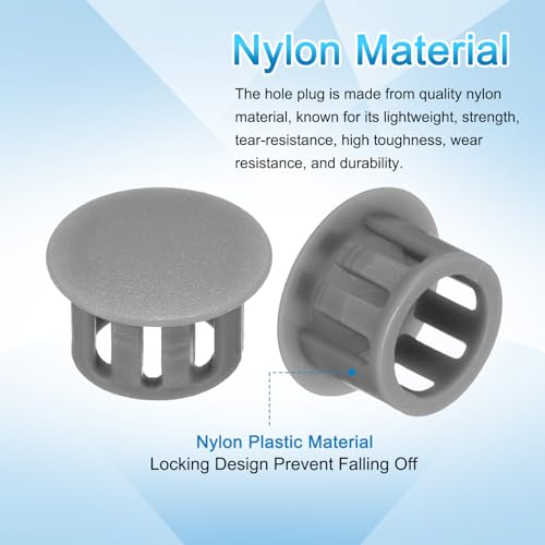 Image of uxcell 100pcs Nylon Plastic Hole Plugs, 1 /2 inch (13mm) Round Drill Screw Hole Plugs Covers, Deep Grey