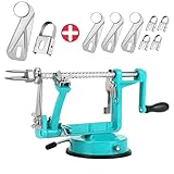 Apple Peeler, Slicer Corer Potato Peelers 3 In 1, Stainless Steel Heavy Duty Suction Cup Base And 7 Extra Blades (Blue)