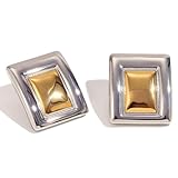 Crataly Pendientes rectangulares de oro para mujer, chapados en oro de 18 quilates, aretes cuadrados gruesos para novia, cumpleaños, día de San Valentín, Halloween