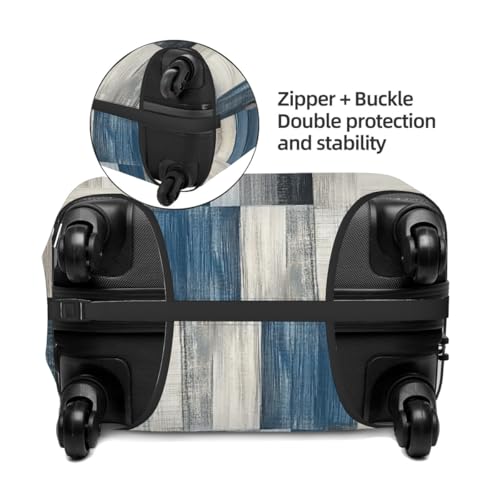 Blue And Grey Abstract Modern Stretchable Luggage Covers for Suitcase TSA Approved, Dust Proof and Scratch Resistant Travel Luggage Protector for Carry On (29-32 in)3