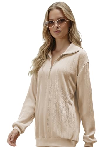 Image of GRECIILOOKS Co-ord Set for Women Stylish | Warm Zip Up T-Shirt & Pant Set | Oversized Loose Fit Summer Cord Set for Women | Summer Casual Travel & Loungewear Outfit