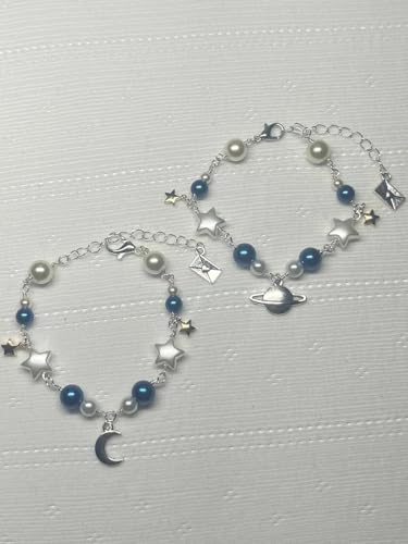 Handmade Folklore Inspired Matching Bracelets | Planet And Moon Coquette Aesthetic Bracelet3