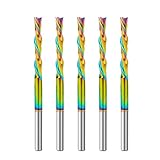 SpeTool 5 Spiralnutfräser 3.1mm Schaft Upcut 22mm Schnittlänge Spiralfräser mit DLC Beschichtung CNC Fräser für Oberfräse 2 Flöten Nutfräser VHM Schaftfräser Holzfräser Langlochfräser Holz Router Bit