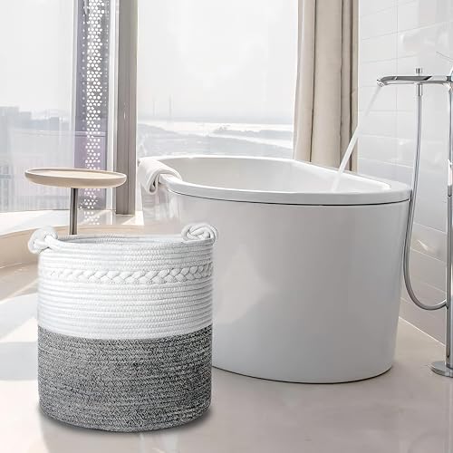 MERAO Extra Large Decorative Cotton Rope Basket 74 L, Blanket Basket Living Room, Laundry Basket, Woven Basket, Toy Storage Baskets Bin, Round Large Basket for Pillows, Towels. (41 x 56 cm) 3 412lUBttaJL