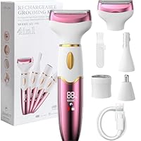 Koeutoze Rasierer Damen – 4-in-1 Intimrasierer für Frauen mit Digitalanzeige, IPX7 Wasserdicht – Damenrasierer Elektrisch für Gesicht, Beine, Achseln & Intimbereich, USB-Ladung & Schmerzfrei
