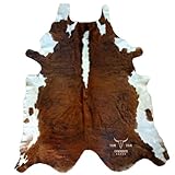 Premium Cowhide Rug | 6x6 ft | Dark Brindle Tricolor | Natural & Unique | Modern Luxury Decor