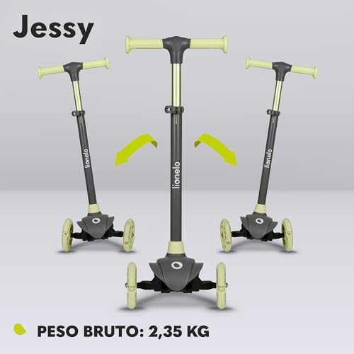 LIONELO Jessy Scooter de Equilibrio para niños de 3 años hasta 50 kg, Scooter de 3 Ruedas Ligero con Ajuste de Altura, Ruedas LED, Plataforma Antideslizante (Green) - imagen 5