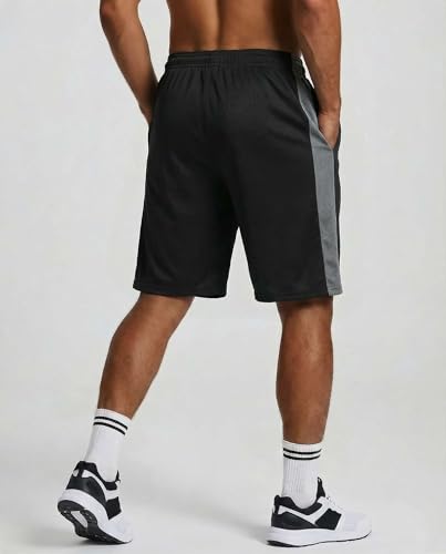 Image of Real Essentials 5 Pack: Men's 9 inch Mesh Shorts - Athletic Gym, Workout, Basketball, Running, Casual Lounge Activewear Pockets