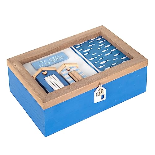 ROCKING GIFTS Caja de te con 6 Compartimentos Beach, 24x16 cm, Ambiente de Playa