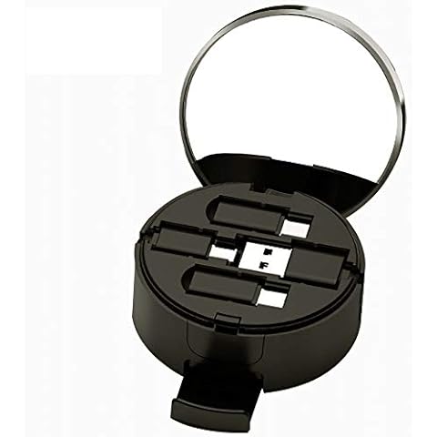 Otinlai Cell Phone Cables, Micro USB Cable, Charge Cable, Multi-Function Portable Makeup Mirror Cell Phone Holder/Mount/Stand for All Cell Phone, (Black) Cover