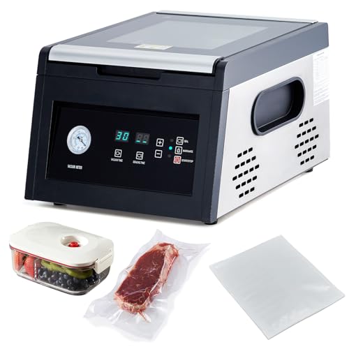 MilleLoom Commercial Chamber Vacuum Sealer with Marinade Function & 11.5' Sealing Length, Food Preservation System for Meat, Fish, Vegetables - Ideal for Meal Prep, Includes 30 Sealing Bags