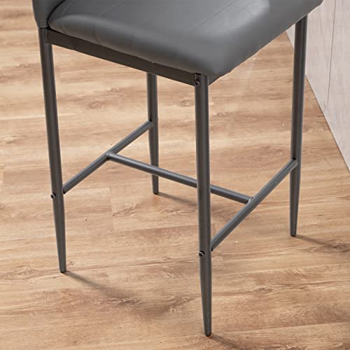 Counter Height Stools Set Of 4 - Modern Pu Leather Bar Stools Barstools For Kitchen Island - High Dining Room Chairs With Back, Counter Stools For Home Pub Bar Chairs (Grey) #TOP4