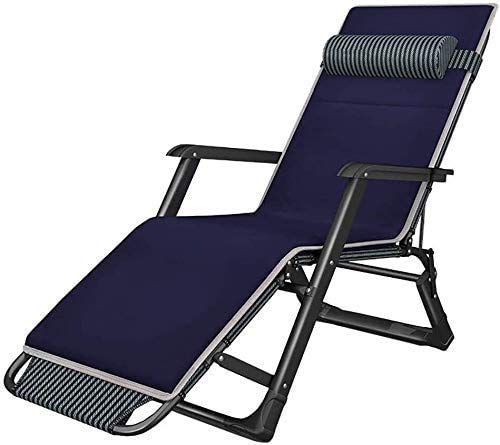 Fauteuil inclinable pliant d'extérieur avec coton bleu pour patio et jardin