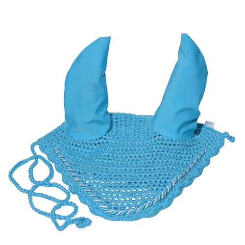 Spire Bonnet de protection d’oreille en coton doux au crochet respirant pour cheval (Poney, Bleu ciel)