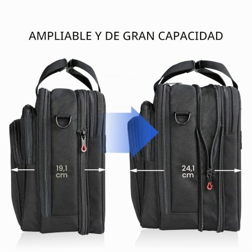 Miniatura 3 de Kroser Bandolera Para Portátil 17.3 Pulgadas Maletín Mochila De Trabajo Antirrobo Impermeable Mochila Para Ordenador Portátil Con Bolsillos Rfid Para Estudiantes Viajes Mujeres Hombres-Negro