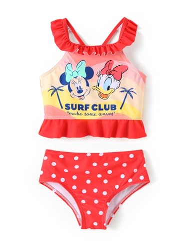 Image of Disney Elsa Princess Toddler Girls Two Piece Tankini Top and Bow Tie Bikini Bottom Beach Swimsuit Set