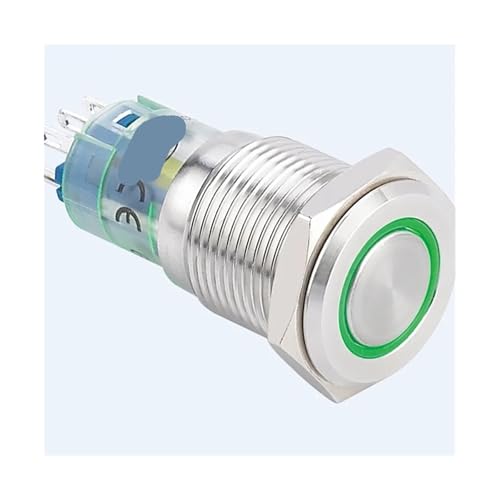 Interrupteur de 16mm en acier inoxydable bouton poussoir vert 220V