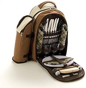 La Roca 4 Person Brown Deluxe Picnic Rucksack, Picnic Backpack, Picnic