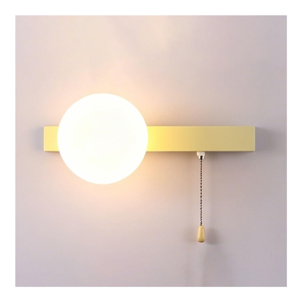 LUOYAOB Red Green Globe Shade Modern Pull Chain Wall Sconce G9 Socket Wall Mount Lamp Decorative Home Lighting Fixture Suitable for Bedside Bedroom Living SpaceIndoor Wall(White)
