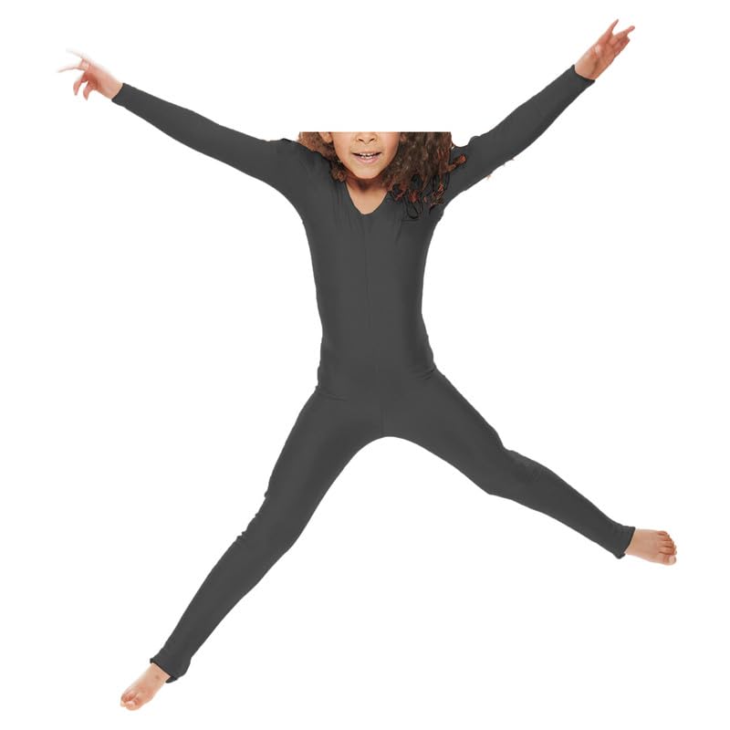 R&N FASHIONS - Girls Shiny Nylon Long Sleeve Stirrup Catsuit - Full Body - Leotard – Performance Wear- Comfortable Fit - Perfect for Dance, Ballet, Gymnastics