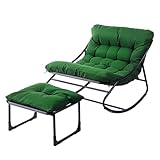 Bonnlo Sillón Mecedora para Exterior con Reposapiés, Verde Oscuro