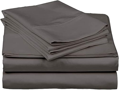 Us Comfort Zone 900-Thread-Count 100% Egyptian Cotton California Queen 4 Piece Sheet Set 16" Deep Pocket, Solid Dark Grey #TOP1