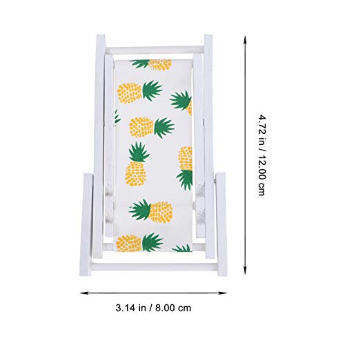 Beach Chair Mobile Phone Holder Phone Cradle Wooden Phone Rack Stand Folding Phone Holder Dollhouse Chair Model Beach Chair Phone Stand Pineapple - Image 3