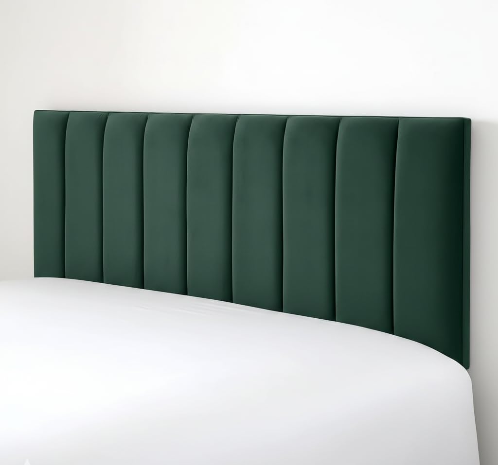Cloudmere Luxury Portland Headboard Elegant design Plush Velvet 20" Divan Bed | Upholstered Padded Headboard for Divan Beds, Bedroom and Hotel Furniture (4Ft 6in Double - Emerald) — image 1