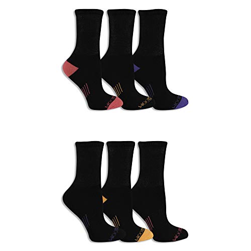 Fruit of the Loom Women's Everyday Active Comfort Top Crew-6 Pair Pack, black, pink, green, purple, Shoe Size: 4-10