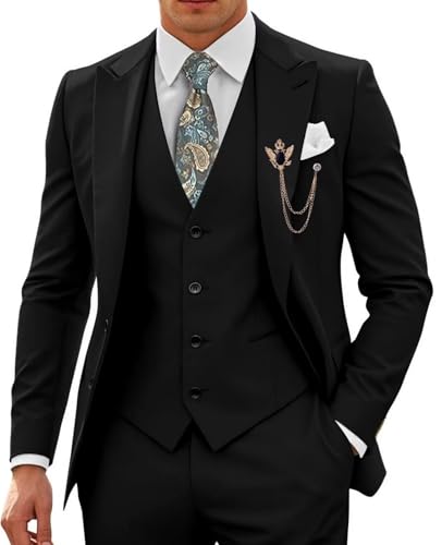 Men's Suits Regular Slim Fit 3 Piece Suit for Men Wedding Prom Party Business Jacket Vest Pants Set