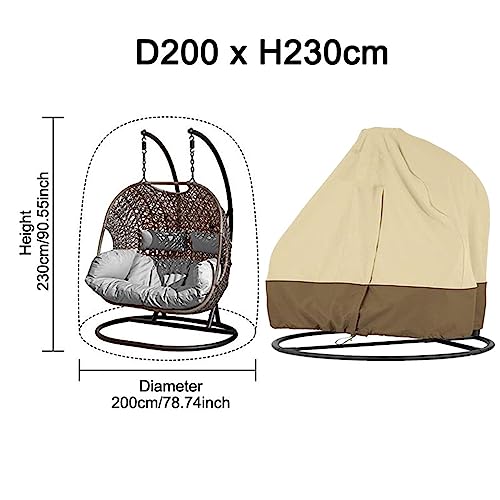 ASkinds Patio Hanging Egg Chair Covers with Zipper, Durable Double Wicker Egg Swing Chair Covers 91\" Hx80 D Waterproof Resisatnt Outdoor Garden Chair Cover, Windproof Hanging Chair Cover(Beige)