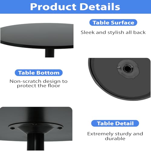 FDW Modern Round Pub Hydraulic Dining Room Home Kitchen Bar Top Tall Table (2，Black) by FDW - Image 5