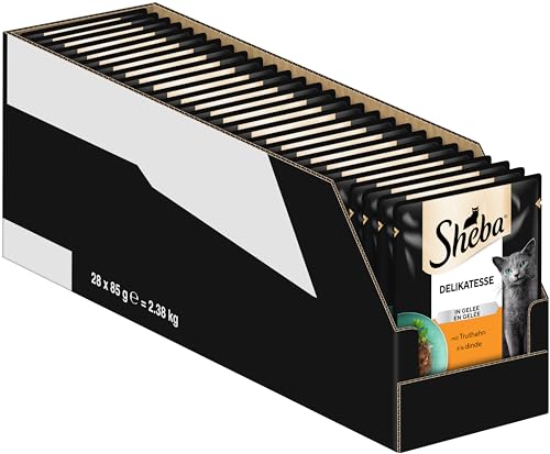 Sheba Delikatesse Katzen Nassfutter im Portionsbeutel mit Truthahn in Gelee 28x85g – Ansicht 1
