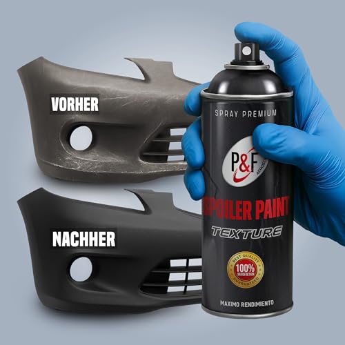 Strukturiertes Sprühlack für Stoßstangen – Schwarze Textur – Kunststoffreparatur fürs Auto – Sprühlack für Spoiler und Zierleisten – Stoßfänger – Autoreparatur – Bumper-Lack – Spoiler-Lack – P&F