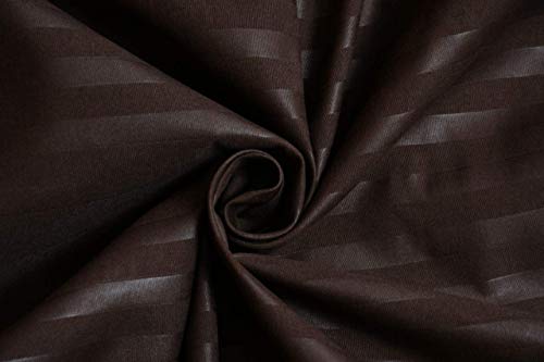 Image of YKC Glace Cotton Satin Striped Plain Color King Size Bedsheet for Double Bed with Two Pillow Covers (Coffee - 90 x 100 Inch)