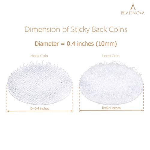 Beadnova 500Pcs 10Mm Sticky Back Coins Hook And Loop Self Adhesive Dots Tapes Waterproof Dot Hook (White) #TOP2