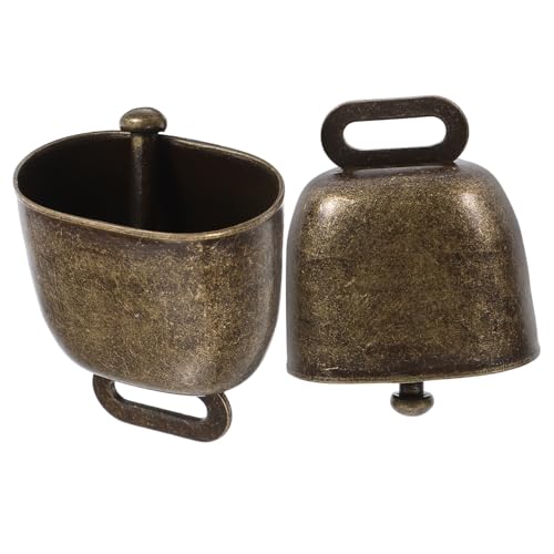 Garneck 2pezzi Campane Mucca Quadrate Con Manico in Ferro Per Appassionati e Feste Esterne Campanelli Rustici Per Agnelli Sport Matrimoni e Mercati All Aperto Suono e Robusto