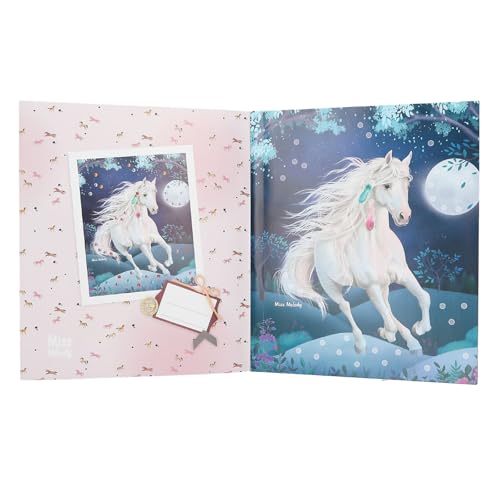 Depesche 13484 Miss Melody - Stickerbuch mit 10 Seiten Pferde Motive zum Verzieren, inkl. glitzernder Schmucksteinchen zum Aufkleben